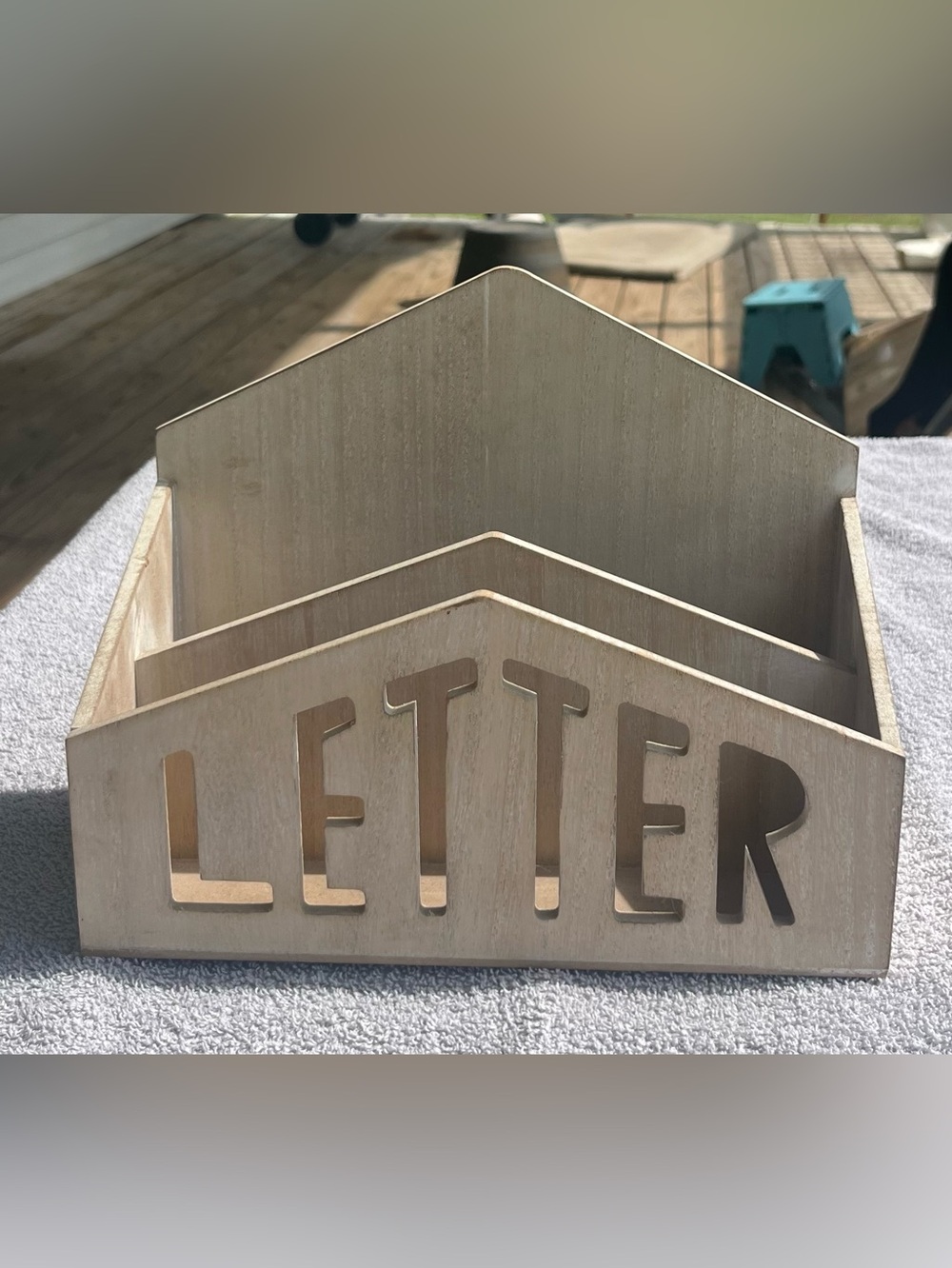 Wooden Letter Organizer Mail Sorter - Natural Whitewashed Finish
